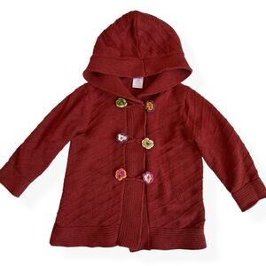 Gymboree Fall Forest Toggle Flower Button Cardigan Hooded Sweater 2T